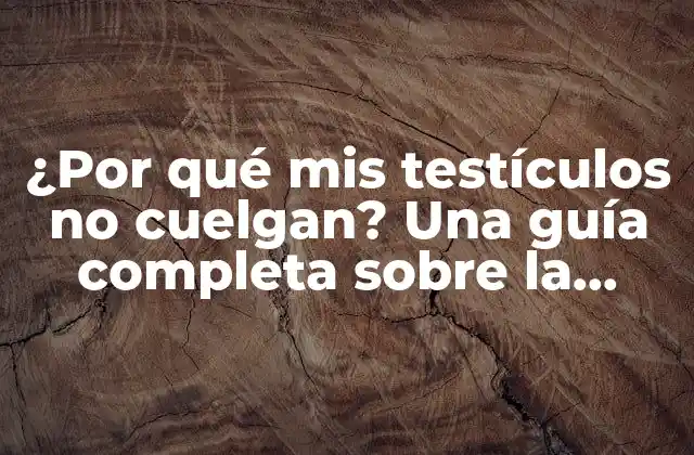 ¿por Qué Mis Testículos No Cuelgan? una Guía Completa sobre la Criptorquidia