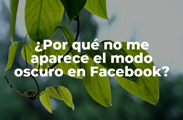 ¿por Qué No Me Aparece el Modo Oscuro en Facebook?