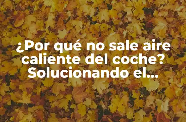 ¿por Qué No Sale Aire Caliente Del Coche? Solucionando el Problema