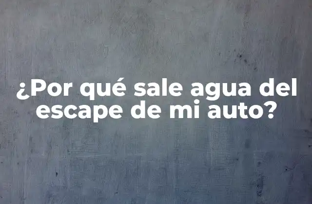 ¿por Qué Sale Agua Del Escape de Mi Auto?
