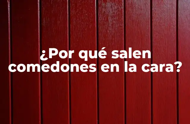 ¿por Qué Salen Comedones en la Cara? 2 Causas de los comedones en la cara