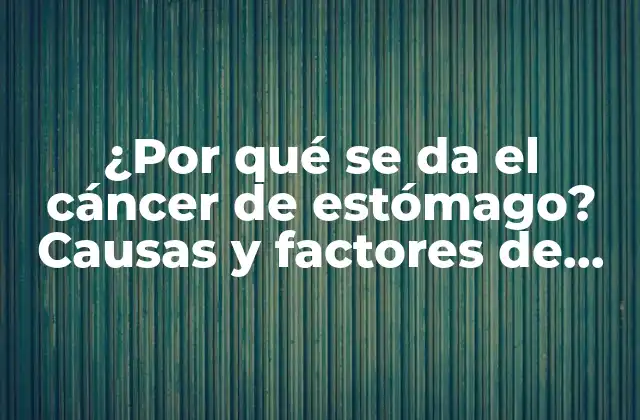 ¿por Qué Se Da el Cáncer de Estómago? Causas y Factores de Riesgo