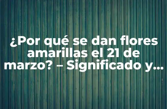 ¿por Qué Se Dan Flores Amarillas el 21 de Marzo? – Significado y Origen