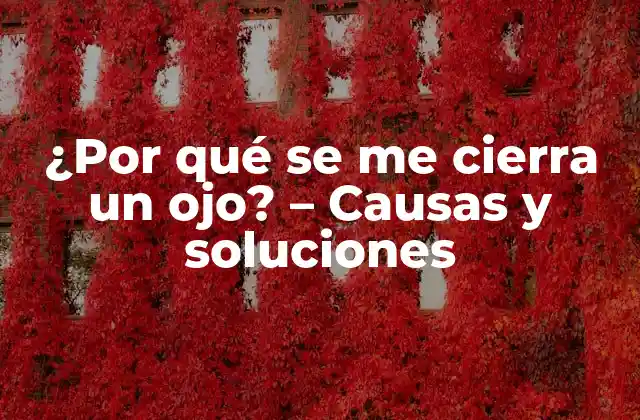 ¿por Qué Se Me Cierra un Ojo? – Causas y Soluciones