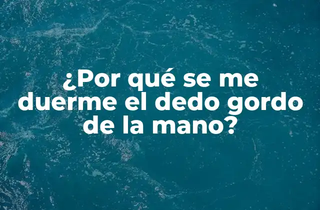 ¿por Qué Se Me Duerme el Dedo Gordo de la Mano?