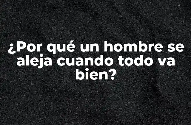 ¿por Qué un Hombre Se Aleja Cuando Todo Va Bien?