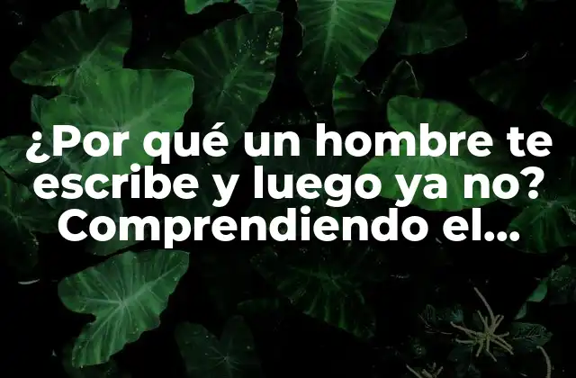¿por Qué un Hombre Te Escribe y Luego Ya No? Comprendiendo el Comportamiento Masculino