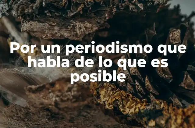 Por un Periodismo que Habla de Lo que es Posible