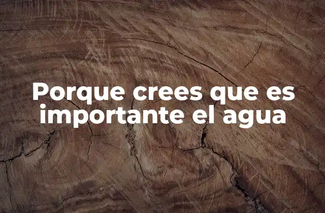 Porque Crees que es Importante el Agua