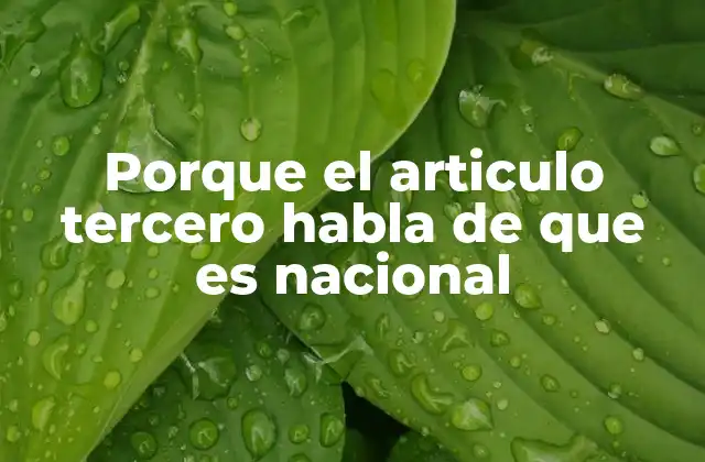 Porque el Articulo Tercero Habla de que es Nacional