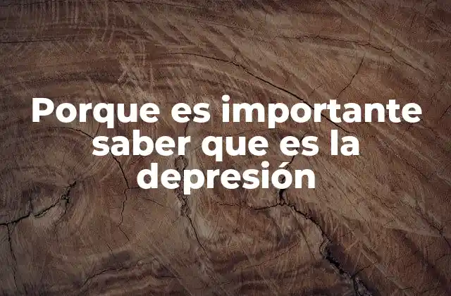 Porque es Importante Saber que es la Depresión