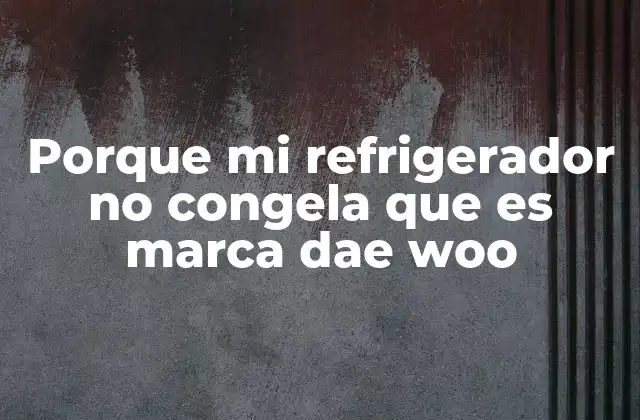 Porque Mi Refrigerador No Congela que es Marca Dae Woo