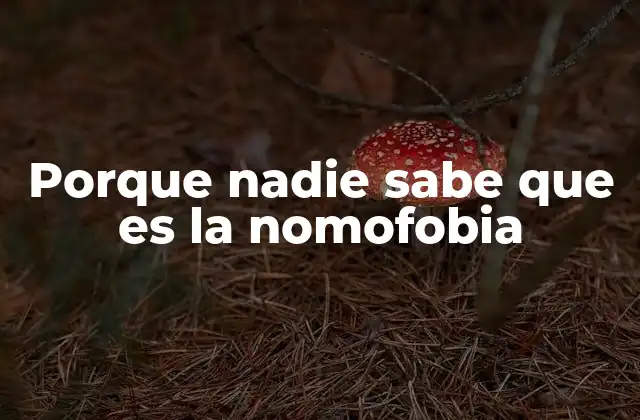 Porque Nadie Sabe que es la Nomofobia