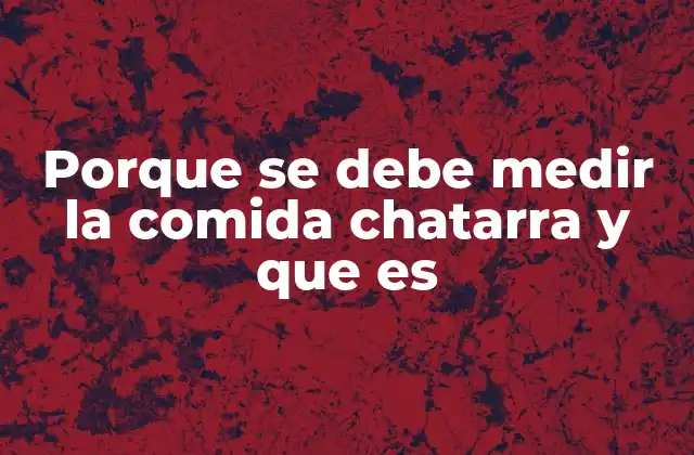 Porque Se Debe Medir la Comida Chatarra y que es