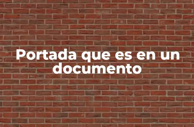 Portada que es en un Documento