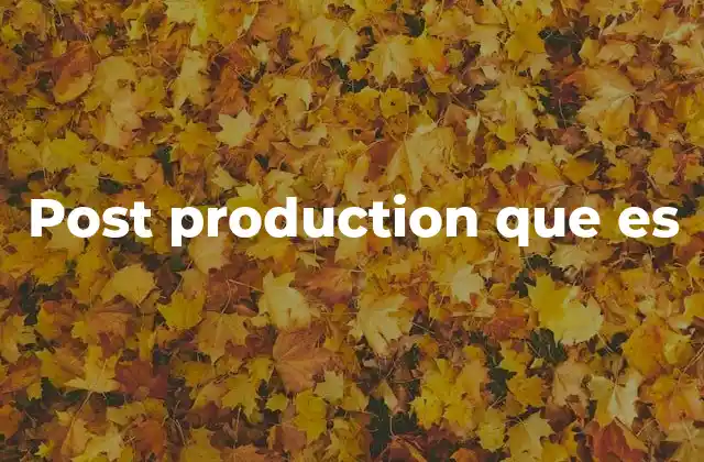 Post Production que es