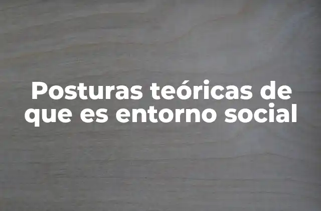 Posturas Teóricas de que es Entorno Social