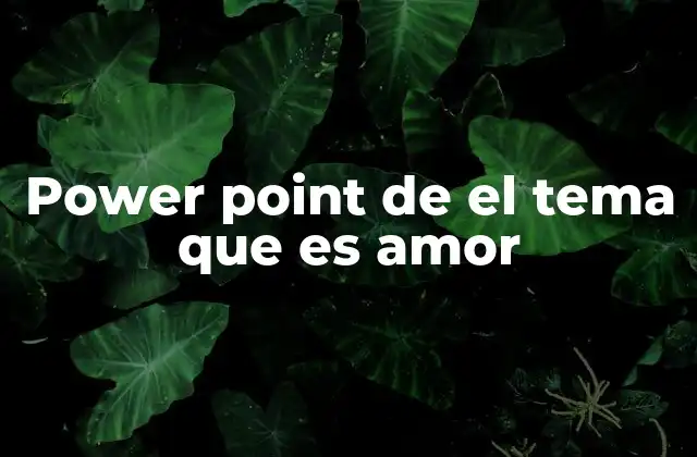 Power Point de el Tema que es Amor