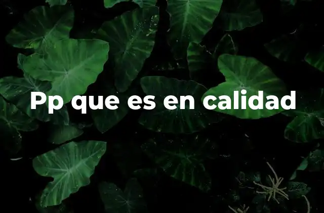 Pp que es en Calidad