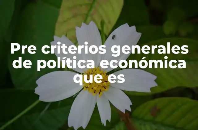 Pre Criterios Generales de Política Económica que es