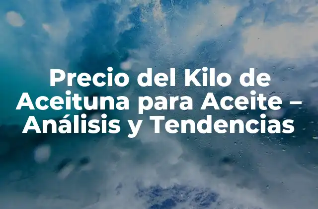 Precio Del Kilo de Aceituna para Aceite – Análisis y Tendencias