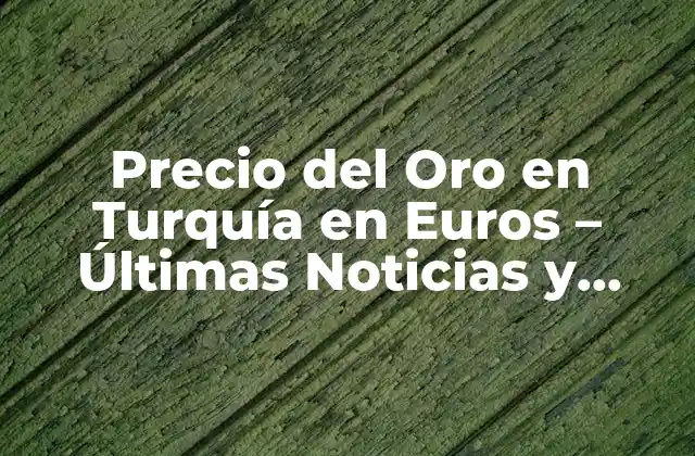 Precio Del Oro en Turquía en Euros – Últimas Noticias y Análisis