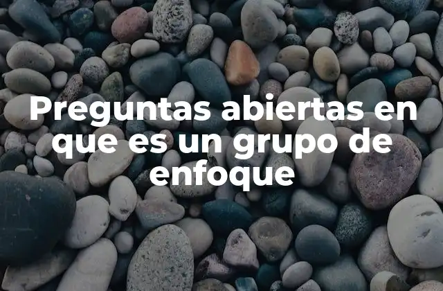 Preguntas Abiertas en que es un Grupo de Enfoque