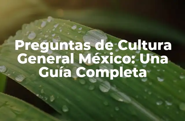 Preguntas de Cultura General México: una Guía Completa