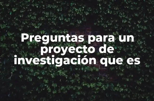 Preguntas para un Proyecto de Investigación que es