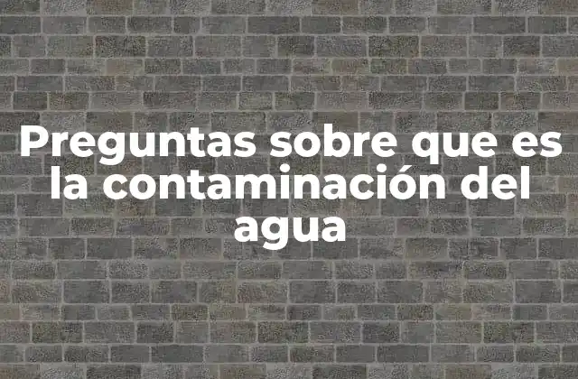 Preguntas sobre que es la Contaminación Del Agua