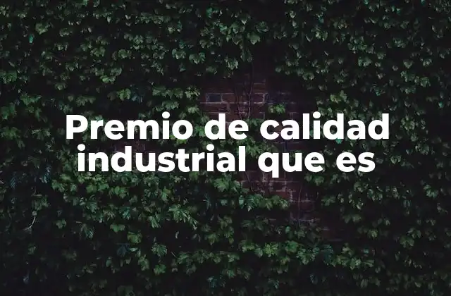 Premio de Calidad Industrial que es