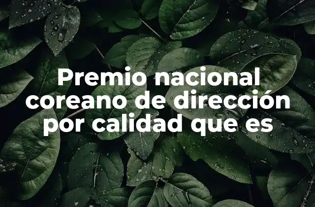 Premio Nacional Coreano de Dirección por Calidad que es