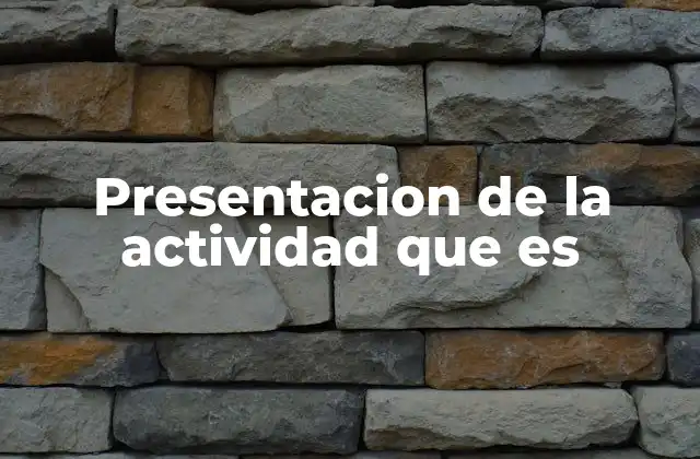 Presentacion de la Actividad que es 2 La importancia de una buena presentación de actividad