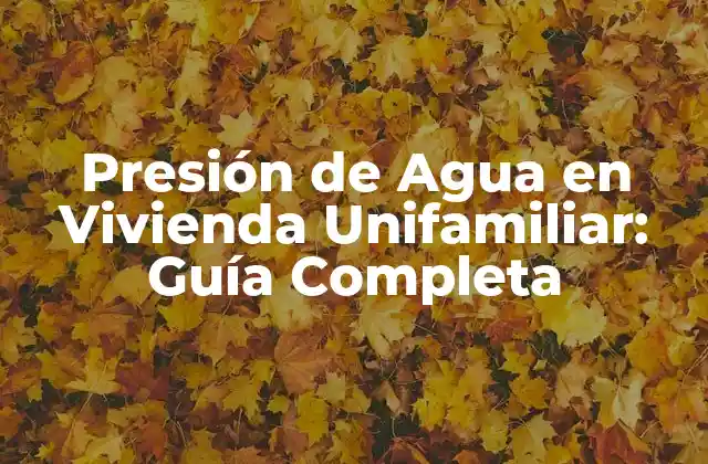 Presión de Agua en Vivienda Unifamiliar: Guía Completa 2 ¿Qué es la Presión de Agua en Viviendas Unifamiliares?