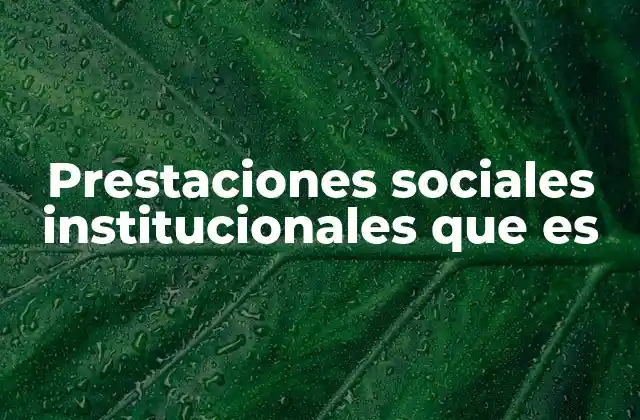 Prestaciones Sociales Institucionales que es