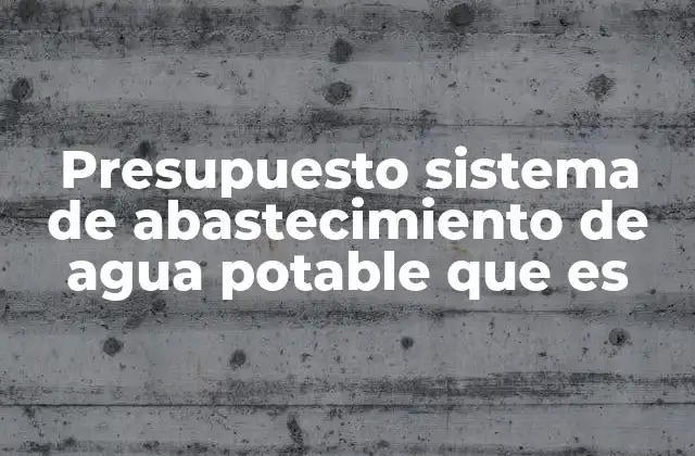 Presupuesto Sistema de Abastecimiento de Agua Potable que es