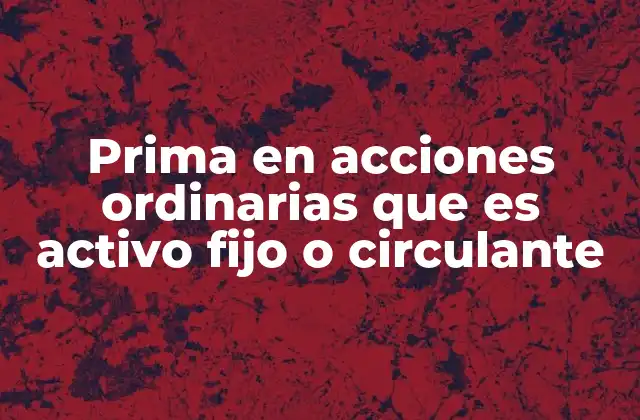 Prima en Acciones Ordinarias que es Activo Fijo o Circulante
