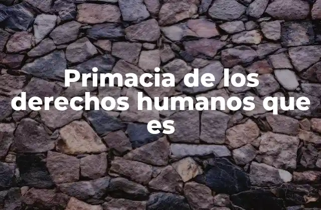 Primacia de los Derechos Humanos que es