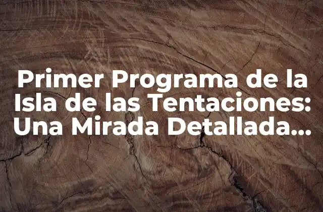 Primer Programa de la Isla de las Tentaciones: una Mirada Detallada Al Reality Show Más Polémico 2 ¿Qué es el Primer Programa de la Isla de las Tentaciones?