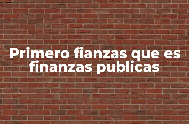 Primero Fianzas que es Finanzas Publicas