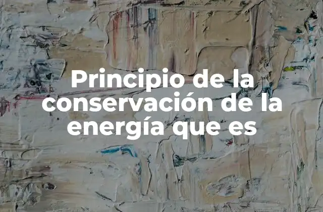 Principio de la Conservación de la Energía que es
