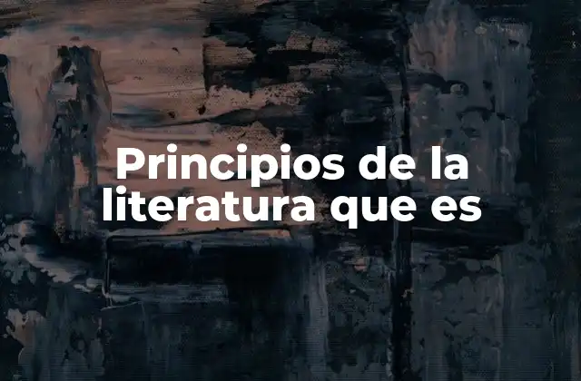 Principios de la Literatura que es
