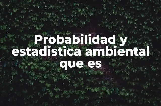 Probabilidad y Estadistica Ambiental que es