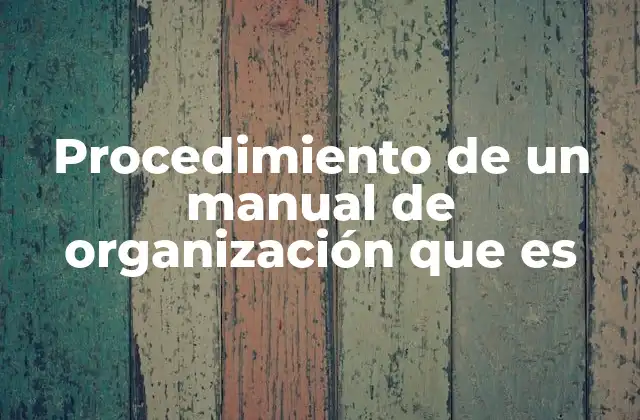 Procedimiento de un Manual de Organización que es