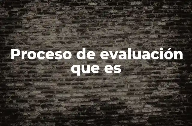 Proceso de Evaluación que es