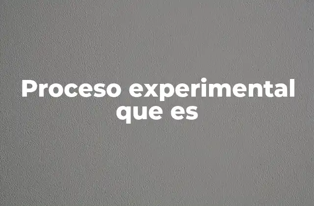 Proceso Experimental que es