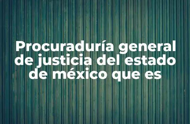 Procuraduría General de Justicia Del Estado de México que es