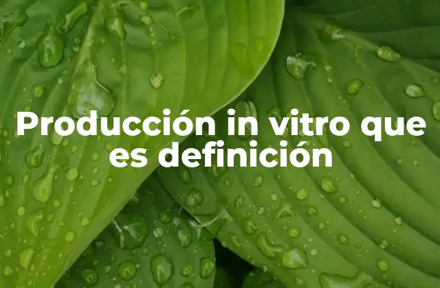 Producción In Vitro que es Definición