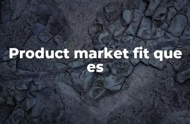 Product Market Fit que es