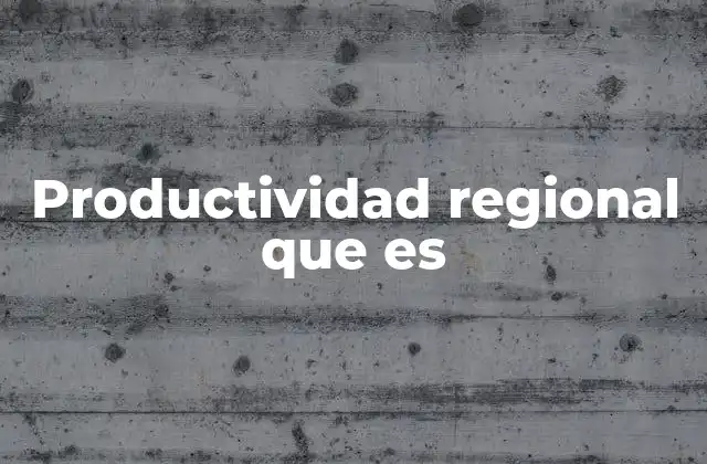 Productividad Regional que es